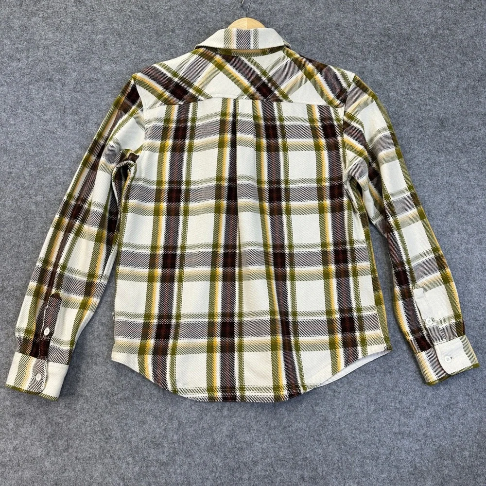 The North Face Valley Twill Flannel Shirt Mens M Olive Yellow‎ White Plaid NWT